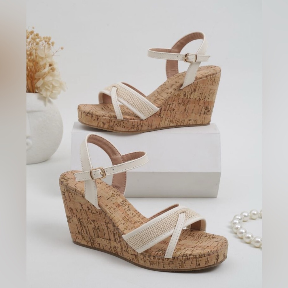 White Wedge Sandals - Picture 2 of 7